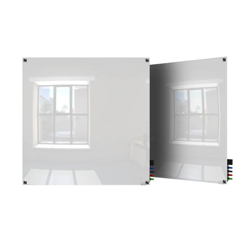 Ghent Ghent HMYSN44WH 4'x4' Harmony Glass Board- Square Corners - White - 4 Markers and Eraser