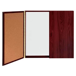 Conference Cabinet - Porcelain Magnetic Whiteboard w/Cork on Interior of Doors - Mahogany Ghent,C144M,C1 44M,C144M,C1-44M,C1 44M,C144M,C1-44M