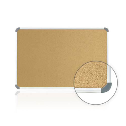 Ghent 24" x 18" Aluminum Radial Edge Euro-Style Frame Natural Cork Tackboard