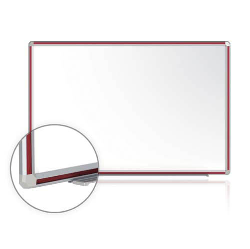Ghent 144" x 48" DecoAurora Aluminum Frame Porcelain Magnetic Whiteboard - Cherry Trim