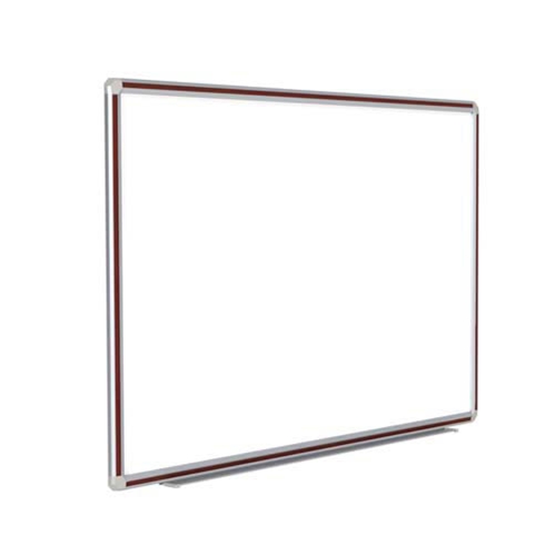 Ghent 144" x 48" DecoAurora Aluminum Frame Porcelain Magnetic Whiteboard - Mahogany Trim