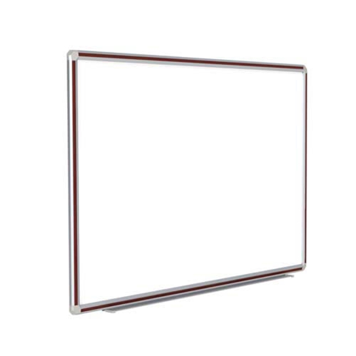 Ghent 72" x 48" DecoAurora Aluminum Frame Porcelain Magnetic Whiteboard - Mahogany Trim