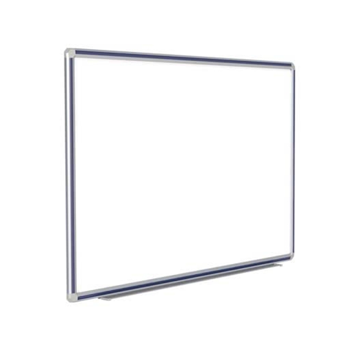 Ghent 144" x 48" DecoAurora Aluminum Frame Porcelain Magnetic Whiteboard - Navy Blue Trim