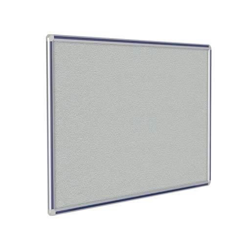 Ghent 48" x 36" DecoAurora Aluminum Frame Gray Vinyl Tackboard - Navy Blue Trim