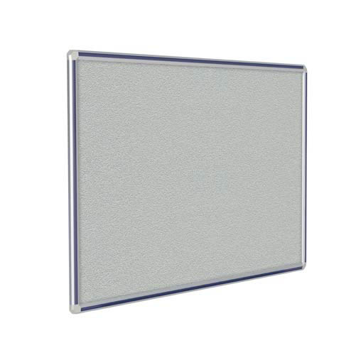 Ghent 96" x 48" DecoAurora Aluminum Frame Gray Vinyl Tackboard - Navy Blue Trim