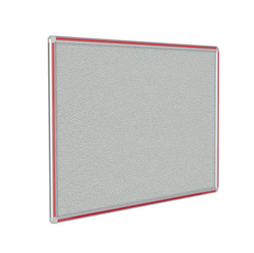 Ghent 48" x 36" DecoAurora Aluminum Frame Gray Vinyl Tackboard - Red Trim