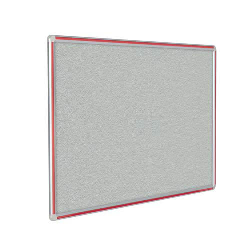 Ghent 48" x 48" DecoAurora Aluminum Frame Gray Vinyl Tackboard - Red Trim