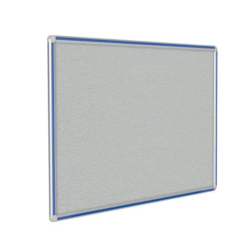 Ghent 72" x 48" DecoAurora Aluminum Frame Gray Vinyl Tackboard - Royal Blue Trim