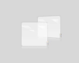 Ghent Ghent HMYRN44FR 4x4 Harmony Frosted Glass Board - Radius Corners - 4 Markers and Eraser