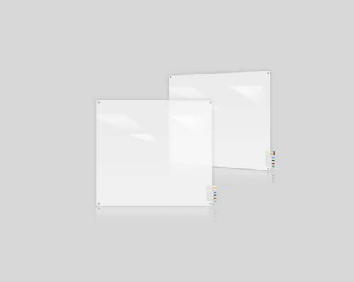 Ghent Ghent HMYRN44FR 4'x4' Harmony Frosted Glass Board - Radius Corners - 4 Markers and Eraser