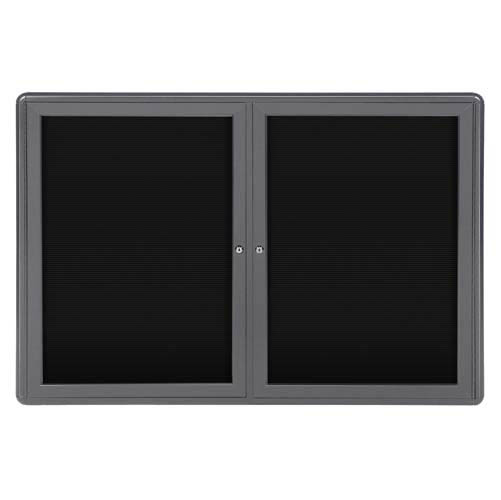 Ghent 47" x 34" 2-Door Ovation Letterboard Black - Gray Frame