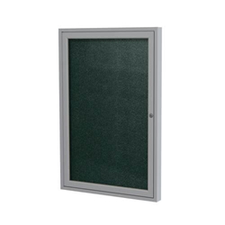 Ghent 18" x 24" 1-Door Satin Aluminum Frame Enclosed Vinyl Tackboard - Ebony