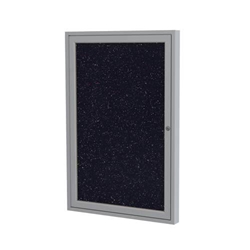 Ghent 24" x 36" 1-Door Satin Aluminum Frame Enclosed Recycled Rubber Tackboard - Confetti