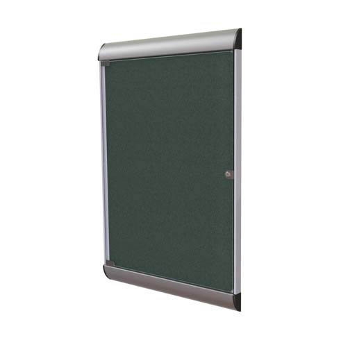 Ghent 26.5" x 42.125" 1-Door Silhouette Enclosed Tackboard, Satin Frame w/ Vinyl Fabric - Ebony