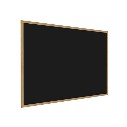 Ghent 48.5" x 36.5" Wood Frame, Oak Finish Recycled Rubber Tackboard - Black