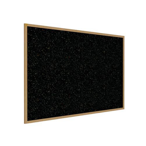 Ghent 60.5" x 36.5" Wood Frame, Oak Finish Recycled Rubber Tackboard - Confetti